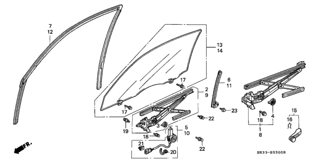 1994 Honda Civic Door Window Diagram