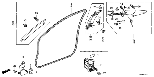 2012 Honda Accord 2 Door EX KA 5MT Pillar Garnish Diagram