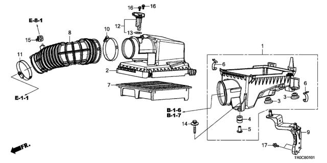2014 Honda Civic 4 Door SI KA 6MT Air Cleaner (2.4L) Diagram