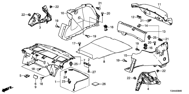 2017 Honda Accord Tray, RR. *YR449L* (CASHMERE IVORY) Diagram for 84505-T2F-A41ZA