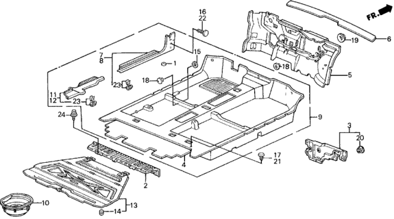 1989 Honda Civic Floor Mat *YR89L* (PALMY BROWN) Diagram for 83301-SH5-A12ZB