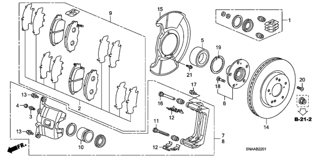 2009 Honda Civic 4 Door SI (HPT) KA 6MT Front Brake (2.0L) Diagram