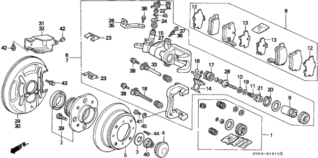 1995 Honda Accord Rear Brake (Disk) Diagram