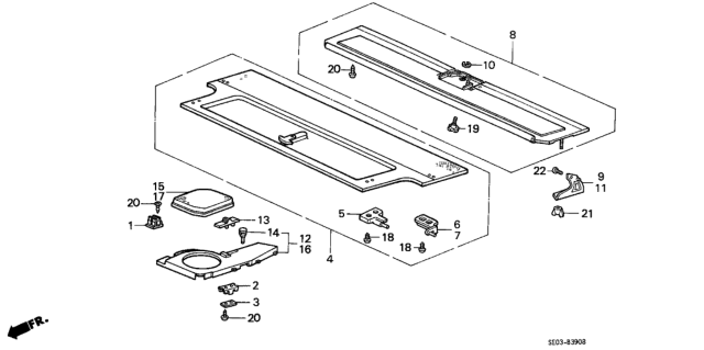 1987 Honda Accord 3 Door LXI KA 5MT Rear Shelf Diagram