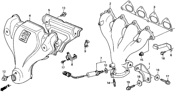 1992 Honda Accord Sensor, Oxygen Diagram for 36531-PT3-A05