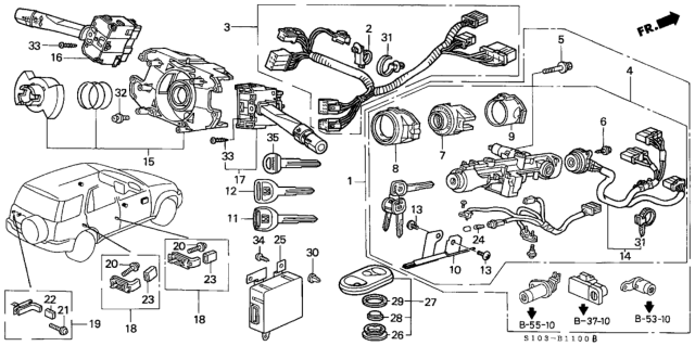 1997 Honda CR-V Bolt, Break Head Diagram for 35102-SP0-003