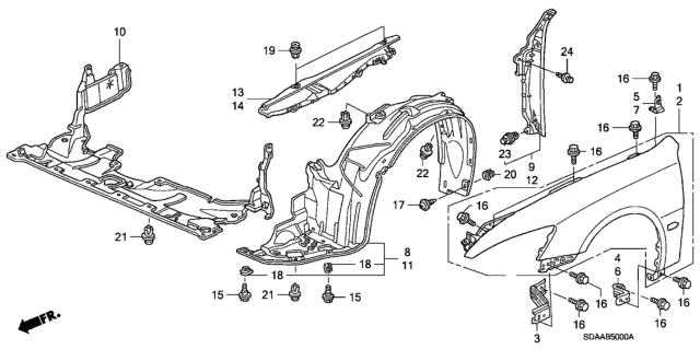 2007 Honda Accord Front Fenders Diagram