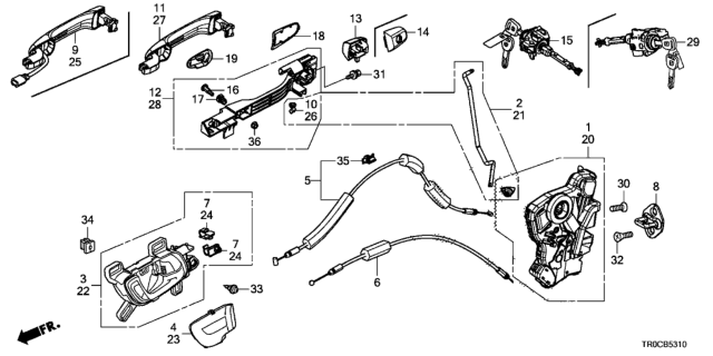 2015 Honda Civic Handle, Passenger Side (White Orchid Pearl) Diagram for 72141-T1G-E11ZD