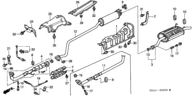 2002 Honda Civic Pipe B, Exhuast Diagram for 18220-S5D-A03