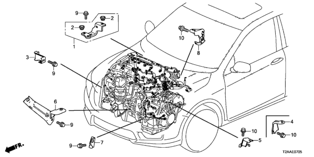 2017 Honda Accord 4 Door EX KA CVT Engine Wire Harness Stay (L4) Diagram