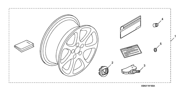 2009 Honda Civic 4 Door LX-S KA 5MT Alloy Wheel (18")TPMS Diagram