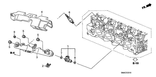 2010 Honda Civic Fuel Injector (1.8L) Diagram