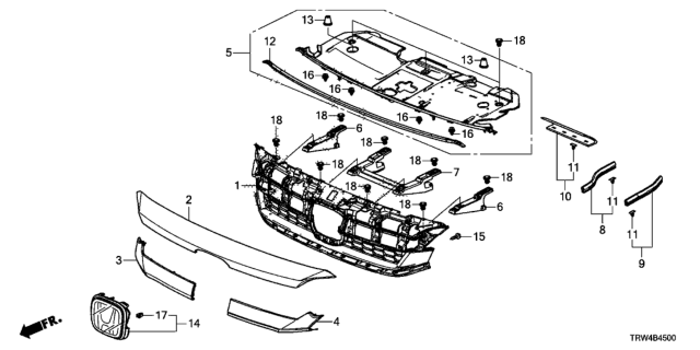 2021 Honda Clarity Plug-In Hybrid Lower Molding R, FR. Diagram for 71124-TRW-A11