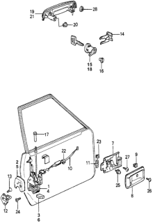 1981 Honda Accord Handle Assembly, Driver Side (Outer) Diagram for 75620-672-003