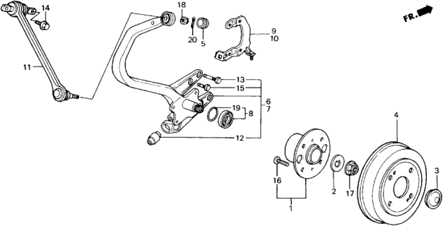 1989 Honda Accord Knuckle, L. RR. (Drum) Diagram for 52116-SE0-040