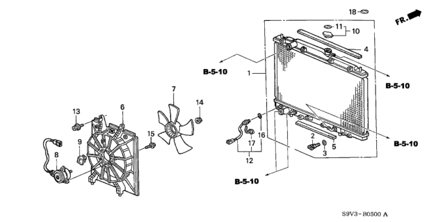 2003 Honda Pilot Shroud Diagram for 19015-PGK-A01