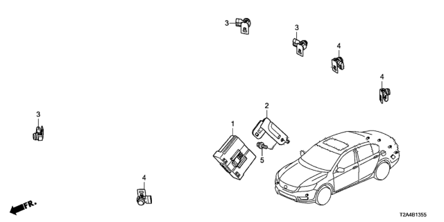 2016 Honda Accord Sensor Assembly, Parking (Basque Red Pearl Ii) Diagram for 39680-T0A-R11ZD