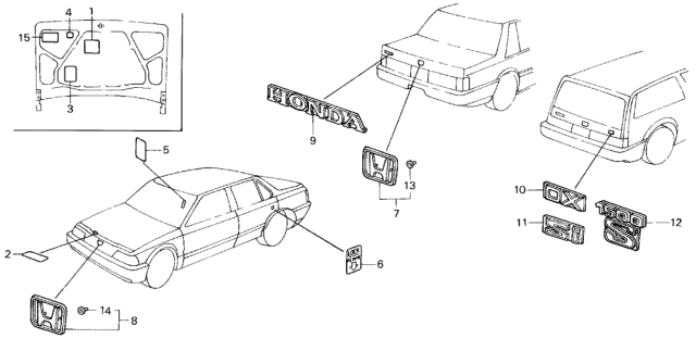 1987 Honda Civic Emblems Diagram