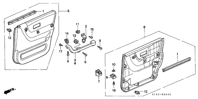 1998 Honda CR-V 5 Door EX KA 4AT Rear Door Lining Diagram