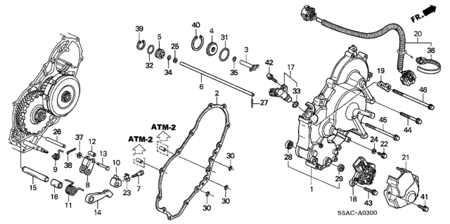 2005 Honda Civic AT Right Side Cover Diagram