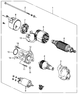 1984 Honda Accord 4 Door LX KH 4AT Starter Motor (Mitsuba) Diagram