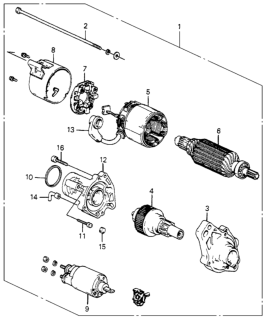 1985 Honda Accord Starter Motor (Mitsuba) Diagram