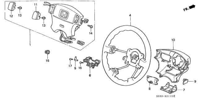 2000 Honda Civic Button, R. Horn *NH264L* (Morton) (CLASSY GRAY) Diagram for 78521-S01-A82ZC