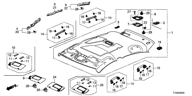 2020 Honda HR-V Roof Lining Diagram