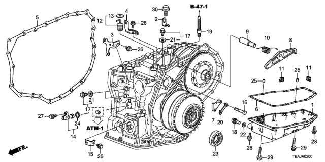 2019 Honda Civic AT Transmission Case Components Diagram