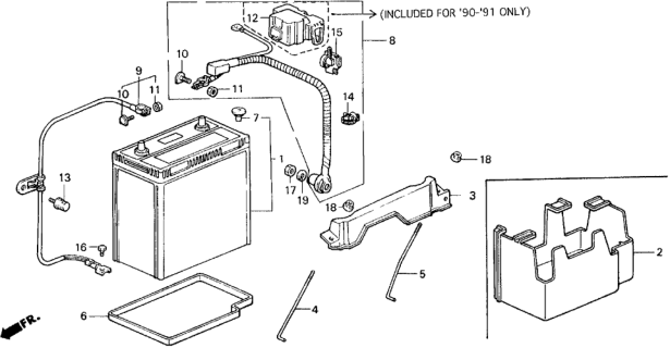 1991 Honda Civic Cable Assembly, Starter Diagram for 32410-SH4-306