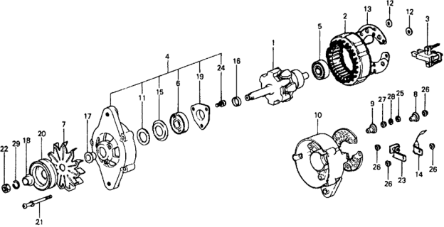 1979 Honda Civic 3 Door ** KL HMT Alternator Components Diagram