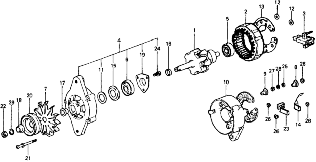 1979 Honda Civic Alternator Components Diagram