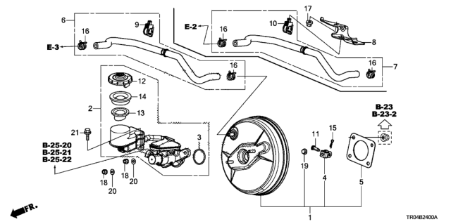 2012 Honda Civic Master Cylinder Assembly Diagram for 46100-TR3-A01