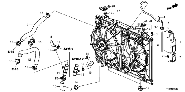 2018 Honda Odyssey Radiator Hose - Reserve Tank Diagram