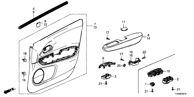 2021 Honda HR-V Armrest, Passenger Side (Deep Black) Diagram for 83503-T7J-H01ZC