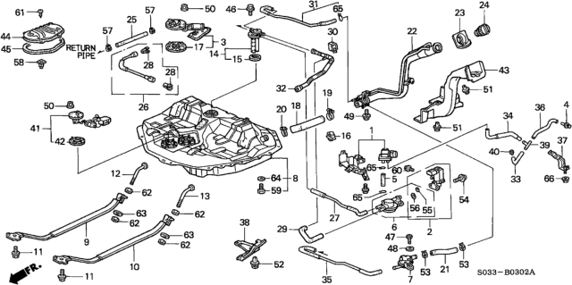 1999 Honda Civic 3 Door DX KA 5MT Fuel Tank Diagram