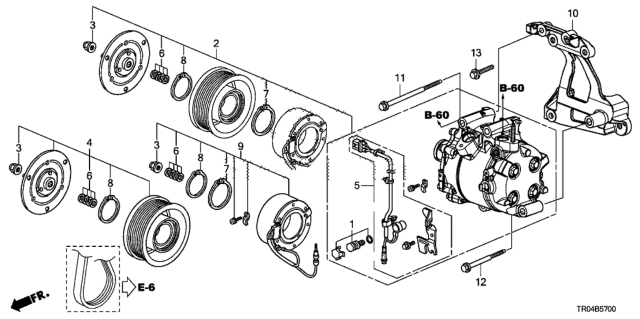 2012 Honda Civic 4 Door EX-L (HCM ENGINE) KL 5AT A/C Compressor (1.8L) Diagram