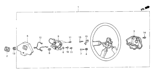 1987 Honda CRX 2 Door HF KH 5MT Steering Wheel Diagram
