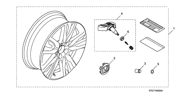 2020 Honda Passport 5 Door EXL (2WD) KA 9AT Alloy Wheel Diagram 2