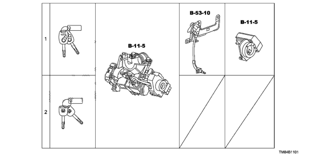 2012 Honda Insight Lock Assy., Steering Diagram for 06351-TM8-911