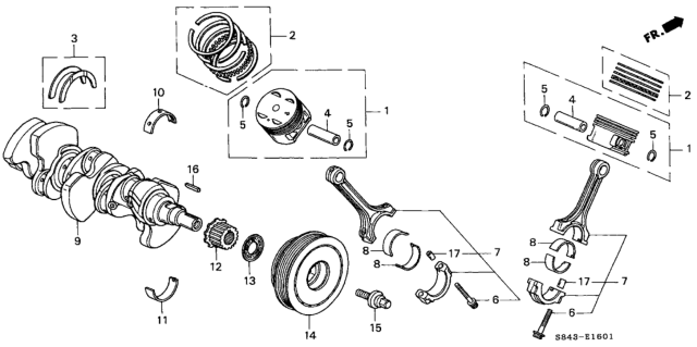 1999 Honda Accord Crankshaft - Piston (V6) Diagram