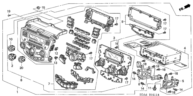 2005 Honda Accord Module Assy., Center *NH482L* (UA BLACK METALLIC) Diagram for 39050-SDA-A31ZA