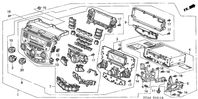 2006 Honda Accord Control Assy., Center Panel *NH482L* (UA BLACK METALLIC) Diagram for 39183-SDA-A31ZA