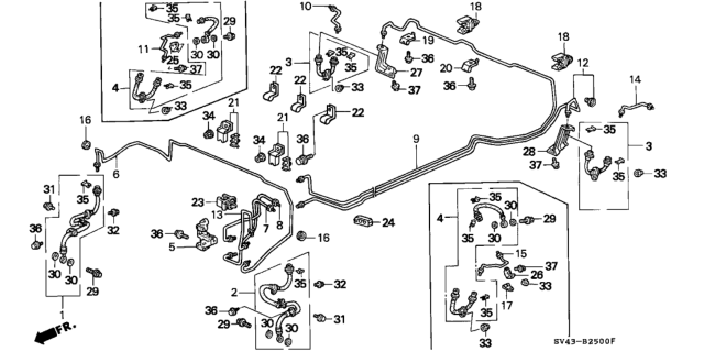 1995 Honda Accord Valve Assembly, Dual Proportioning Diagram for 46210-SV7-A01