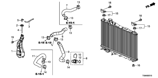 2014 Honda Civic Hose, Water (Lower) Diagram for 19504-R1B-A01