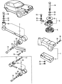 1973 Honda Civic Stopper, Engine Support A Diagram for 50813-634-020