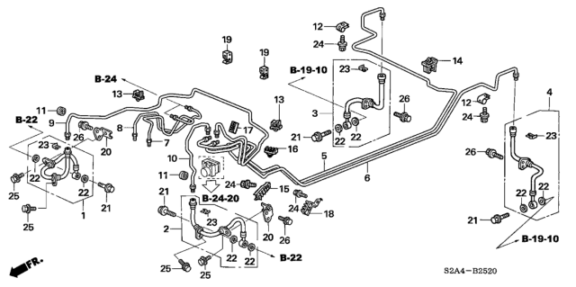 2006 Honda S2000 2 Door S2000 KA 6MT Brake Lines (VSA) Diagram