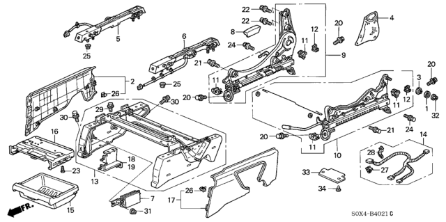 2003 Honda Odyssey Riser Assy., R. FR. Seat *NH284L* (LIGHT QUARTZ GRAY) Diagram for 81275-S0X-A13ZB