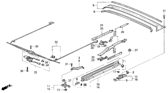 1998 Honda Odyssey Motor Assy., Sunroof Diagram for 70450-SX0-003