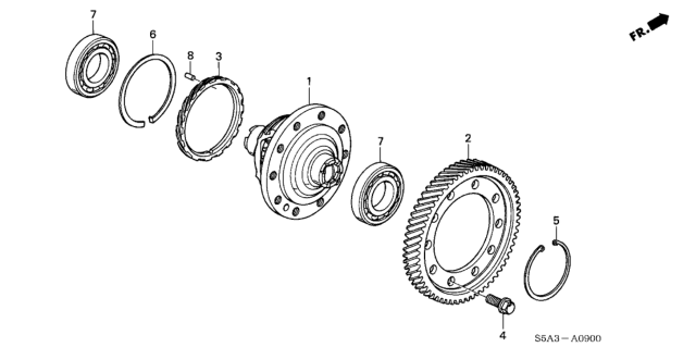 2003 Honda Civic 4 Door LX (SIDE SRS) KA 4AT AT Differential Gear Diagram